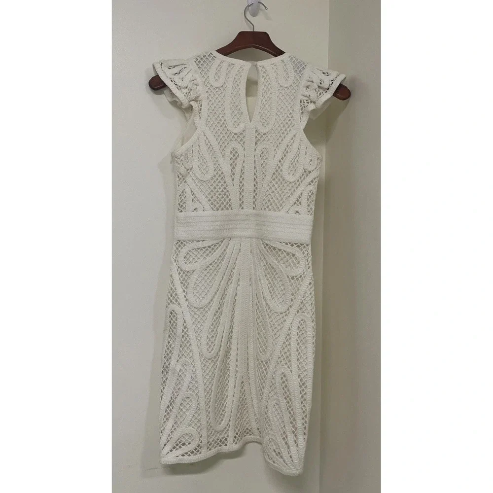 Maje Renaldi Sheath Mini Dress Ivory Cream White Crochet Women's Size 2‎